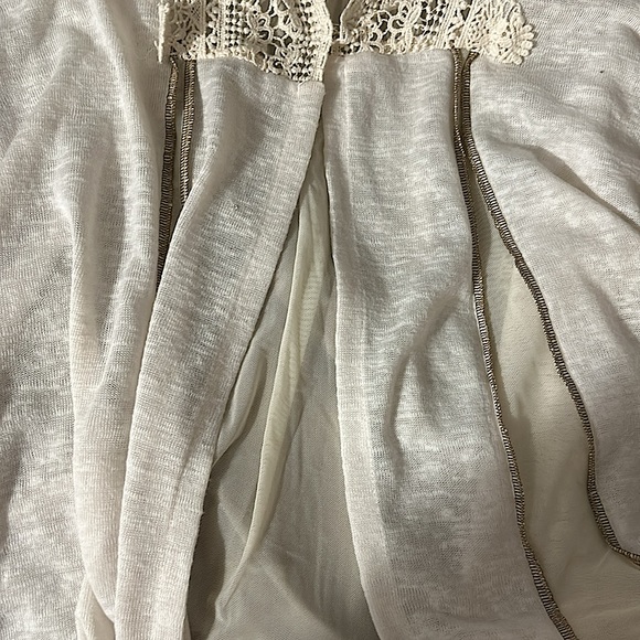 BKE Boutique Boho Cream Crocheted Long Sleeve Tunic Shirt Top **Sz L** 🌸🌸 - Picture 4 of 5